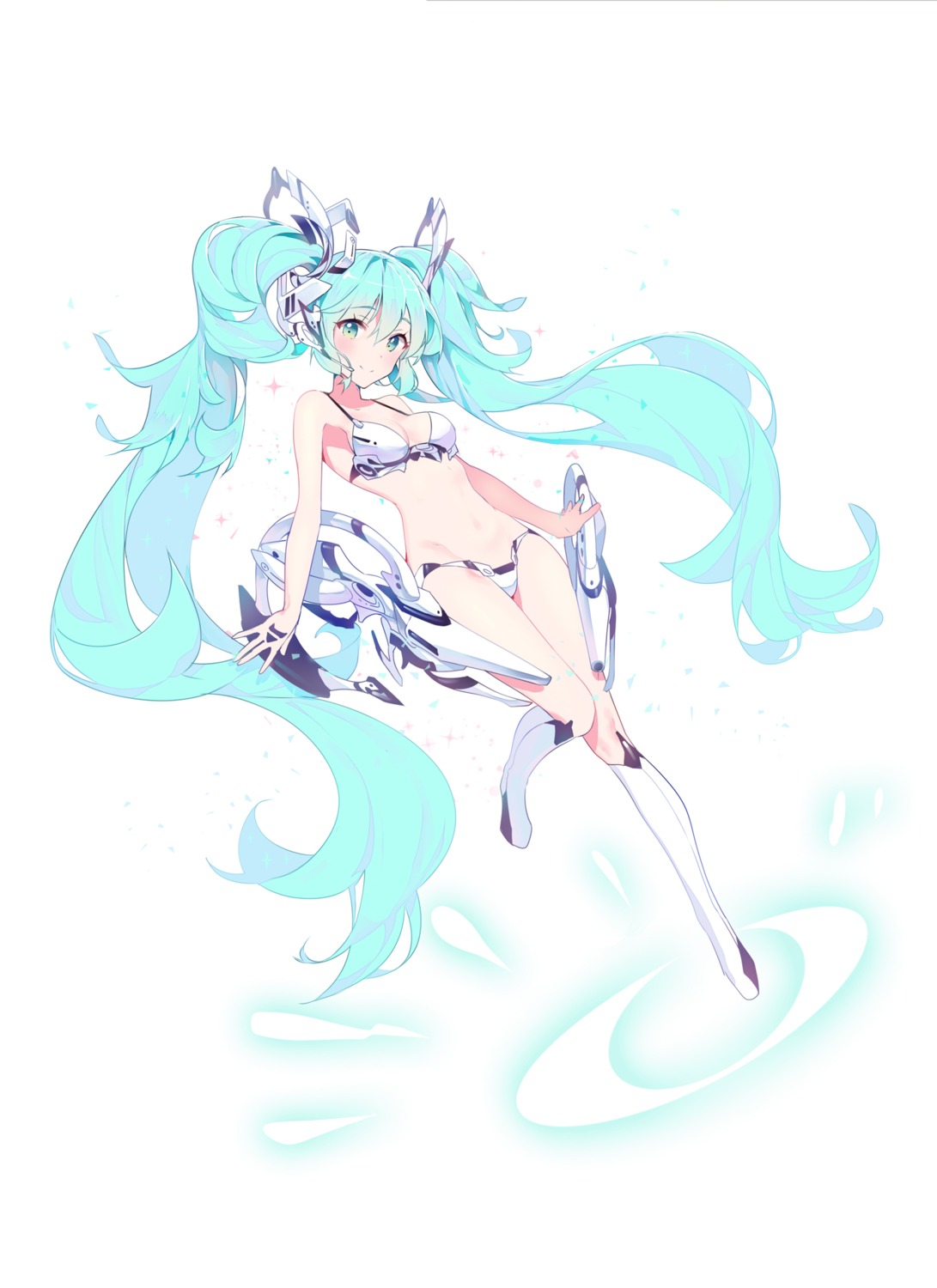 bikini, cleavage, hatsune_miku, racing_miku, ronopu, swimsuits, vocaloid
