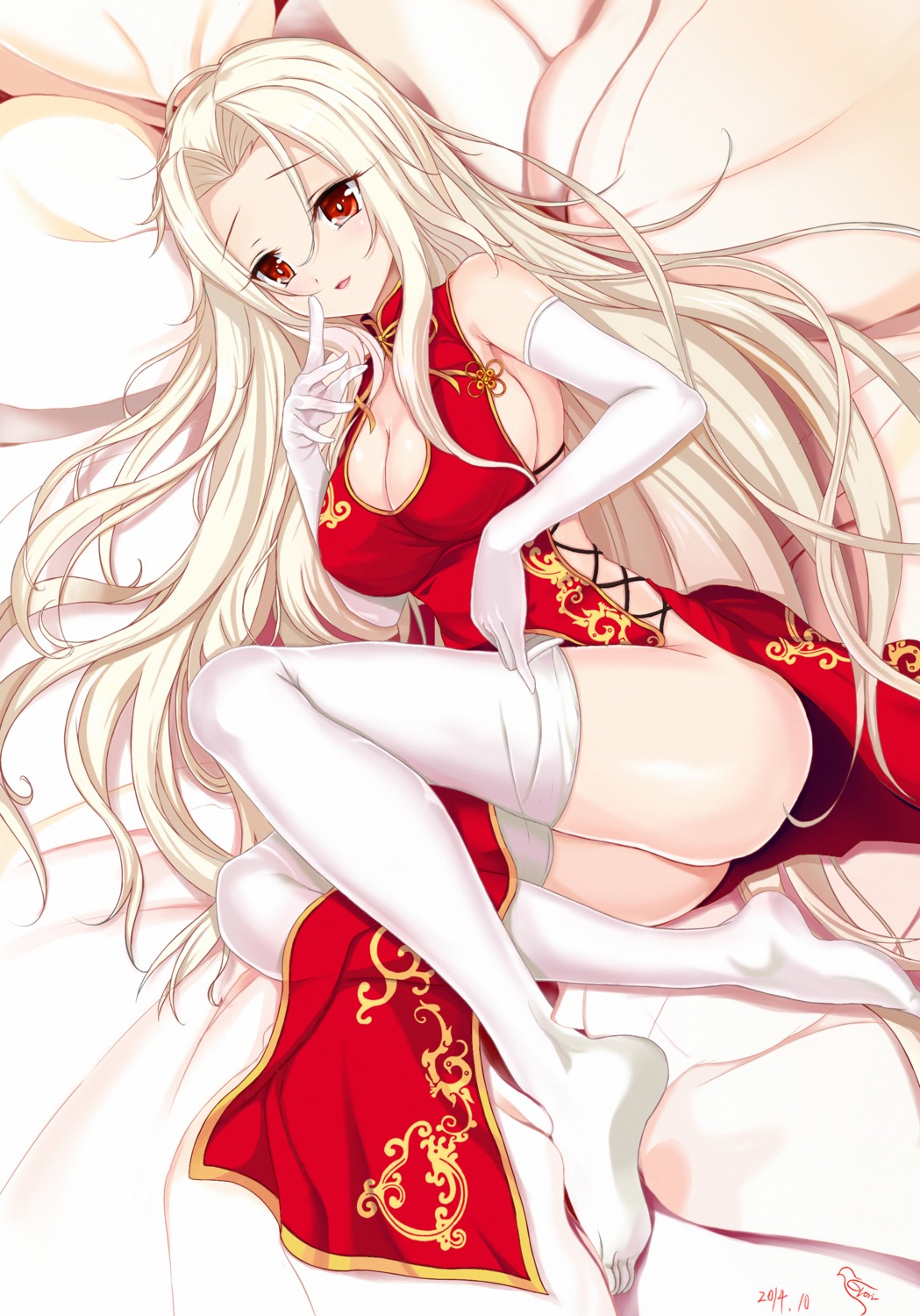 chinadress, cleavage, fate/stay_night, fate/zero, feet, irisviel_von_einzbern, nopan, thighhighs