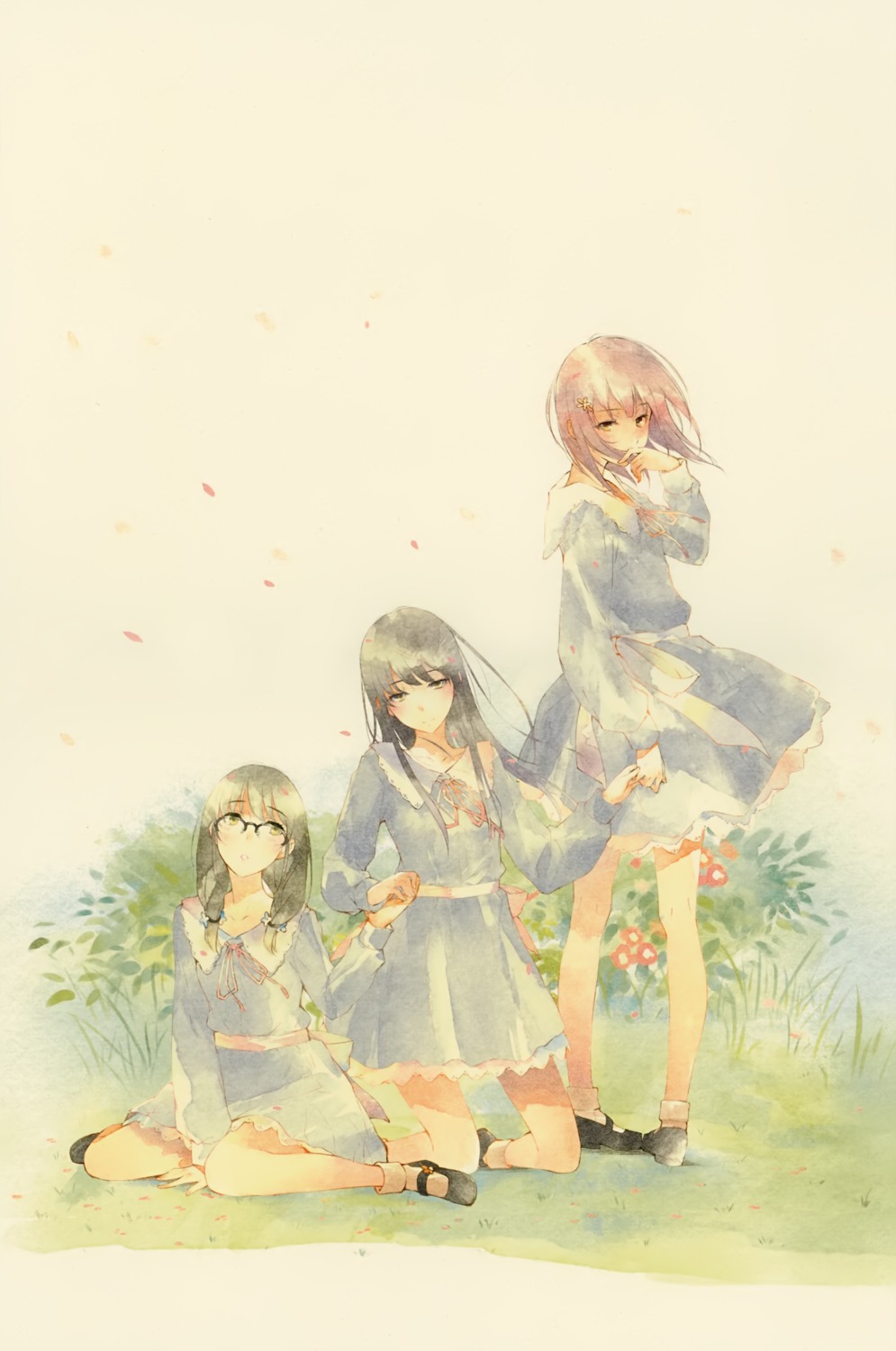 flowers, hanabishi_rikka, innocent_grey, kousaka_mayuri, megane, seifuku, shirahane_suou, sugina_miki