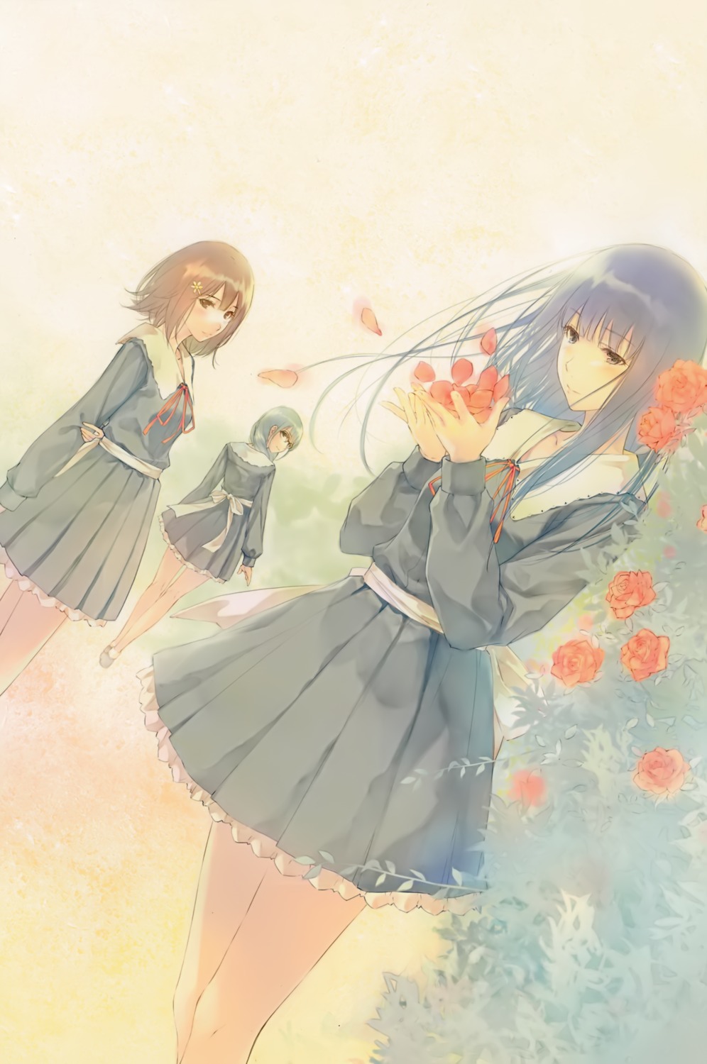 flowers, hanabishi_rikka, innocent_grey, kousaka_mayuri, megane, seifuku, shirahane_suou, sugina_miki