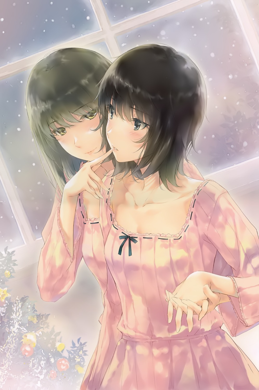 dress, flowers, innocent_grey, sugina_miki, takasaki_chidori, yaegaki_erika, yuri