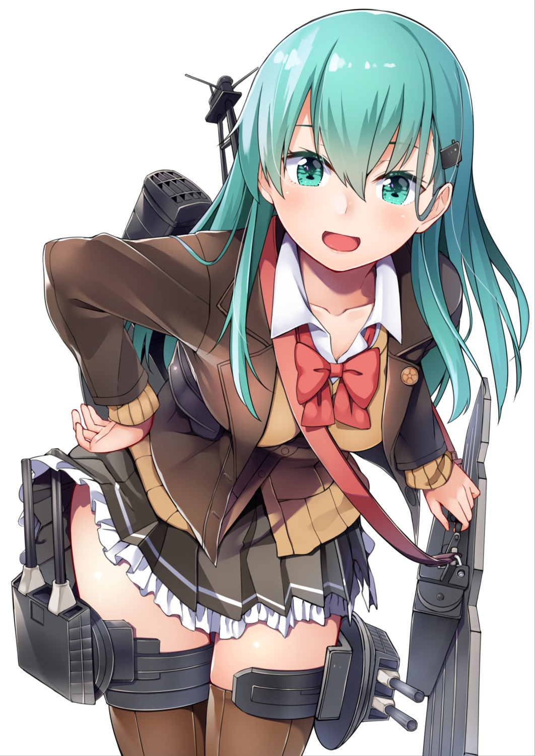 byte, kantai_collection, seifuku, suzuya_(kancolle), thighhighs