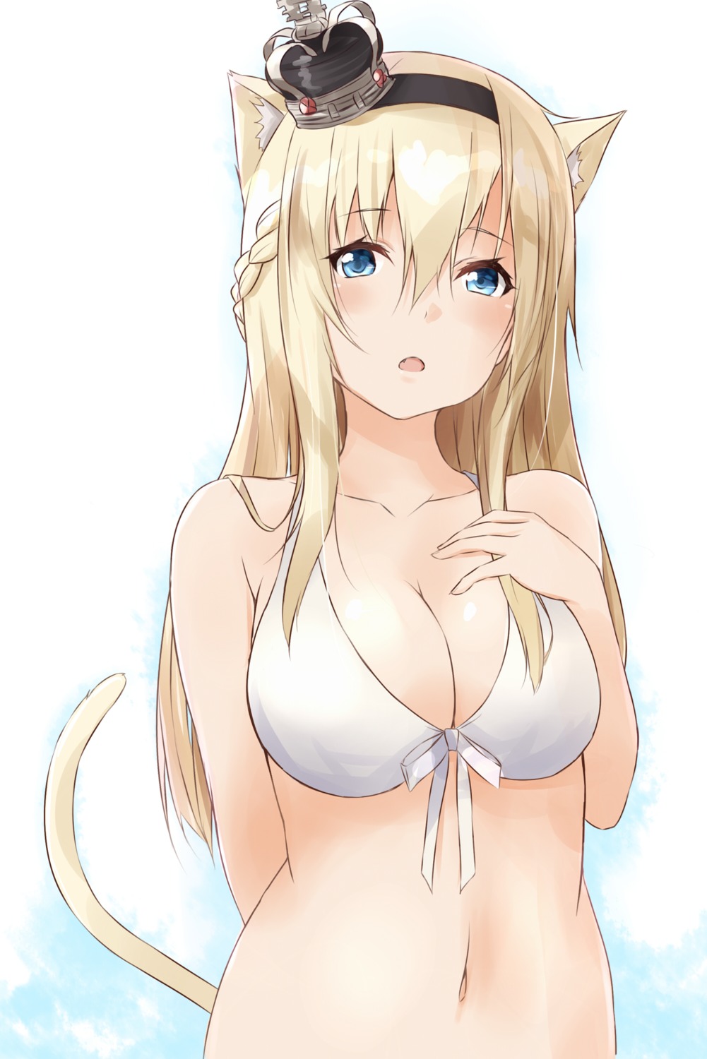animal_ears, bikini_top, cleavage, kantai_collection, nekomimi, saku_(kudrove), swimsuits, tail