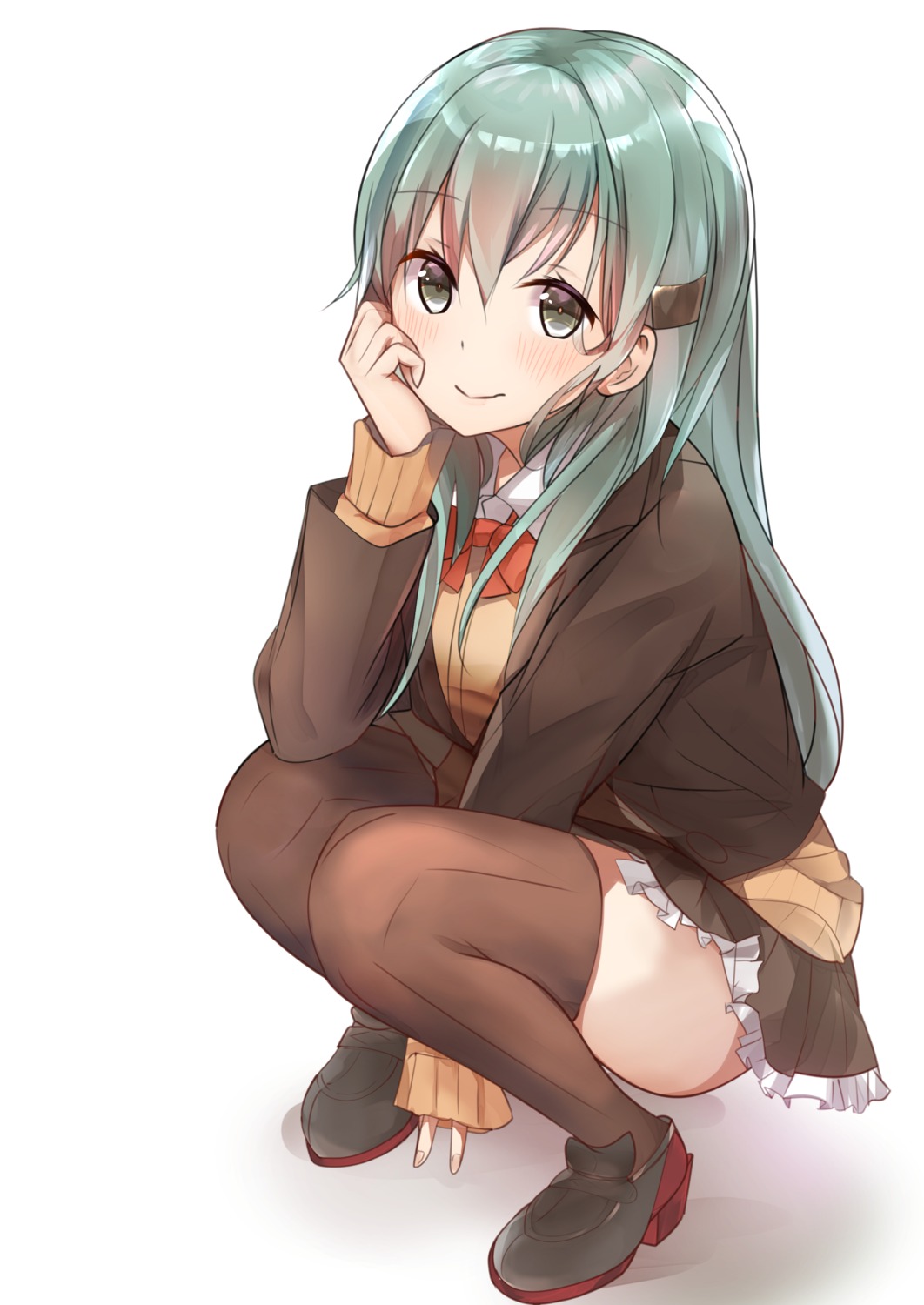 heels, kantai_collection, natsu_(sinker8c), seifuku, suzuya_(kancolle), thighhighs