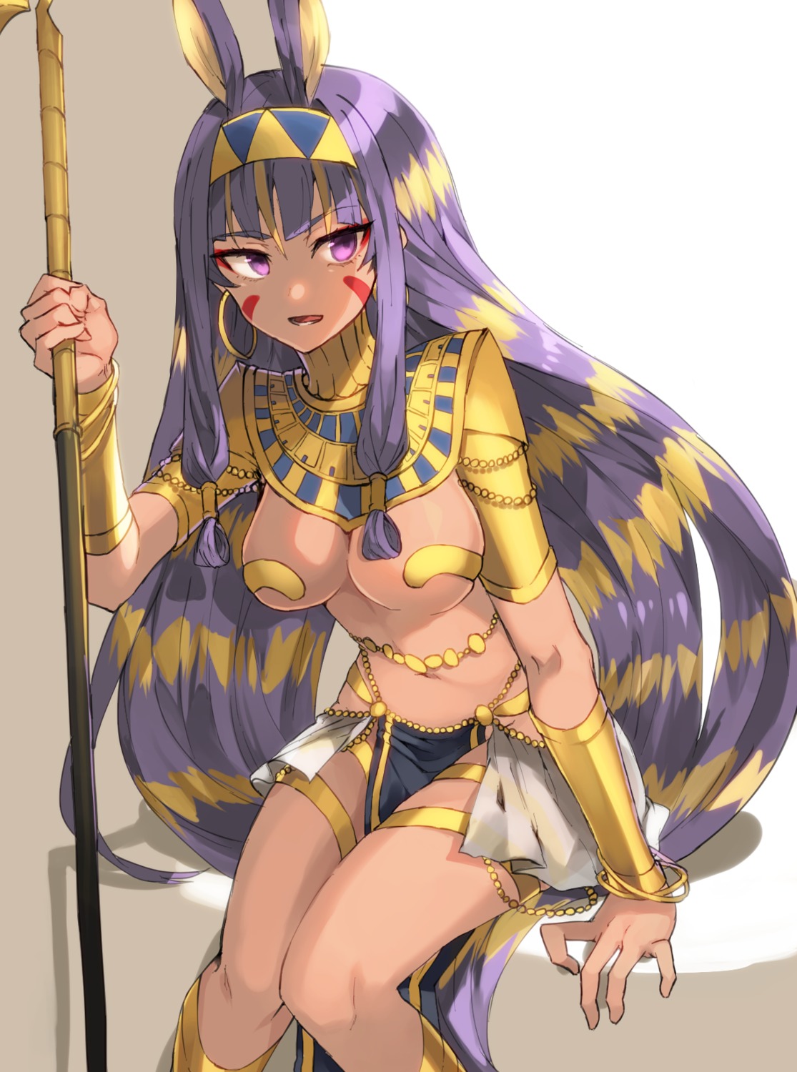 animal_ears, chibirisu, fate/grand_order, nitocris_(fate), no_bra, weapon