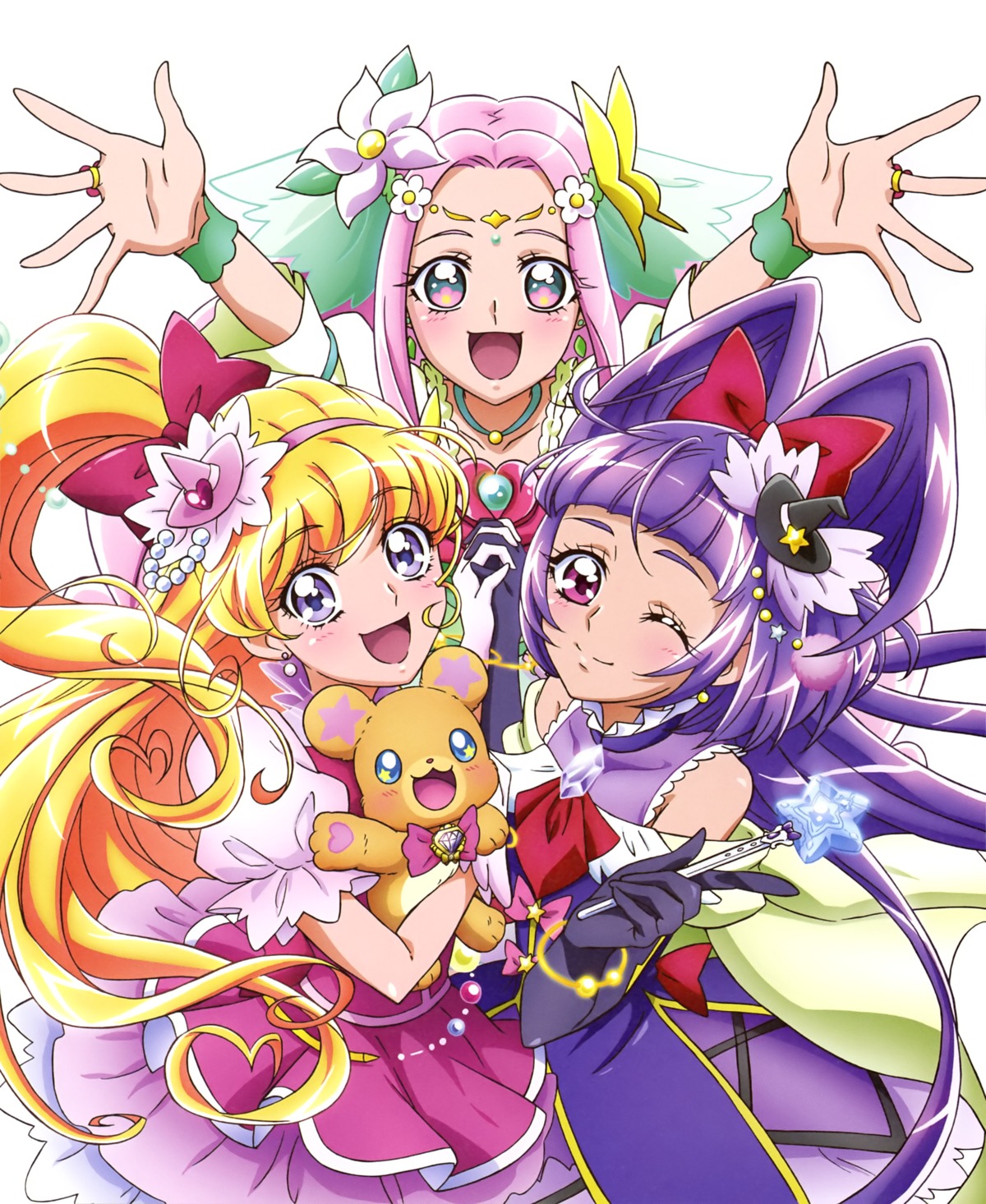 asahina_mirai, dress, haa-chan, izayoi_riko, mahoutsukai_precure!, mofurun_(precure), precure