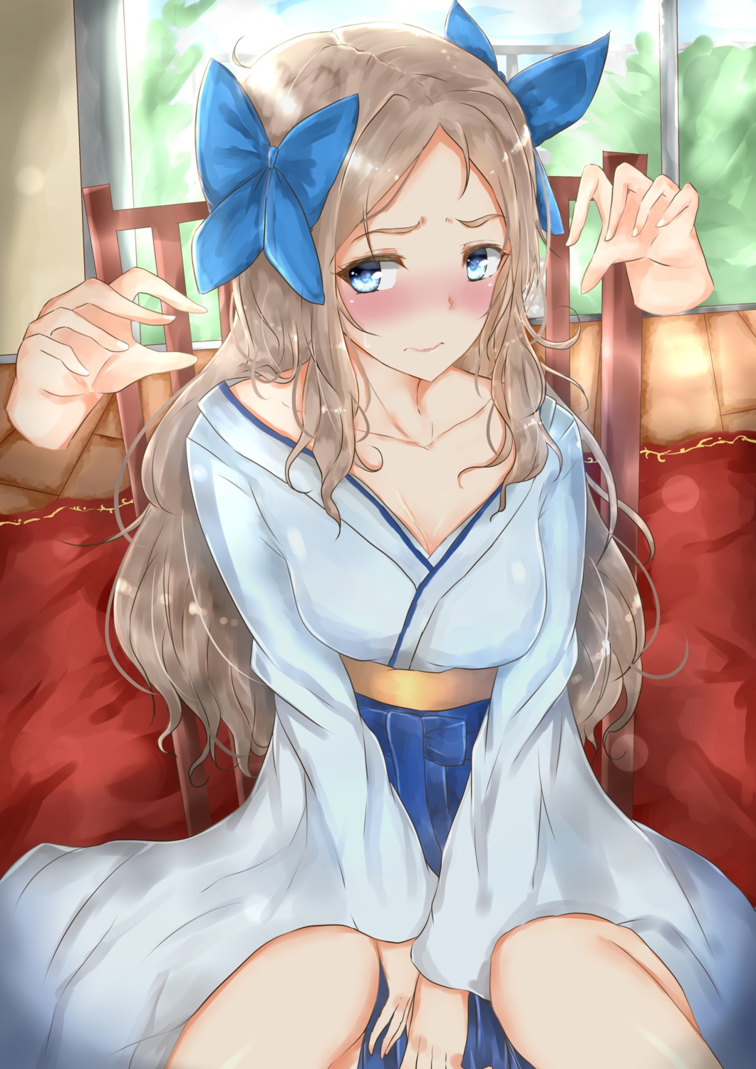 asakaze_(kancolle), cleavage, japanese_clothes, kantai_collection, riyo_(ryon_96)