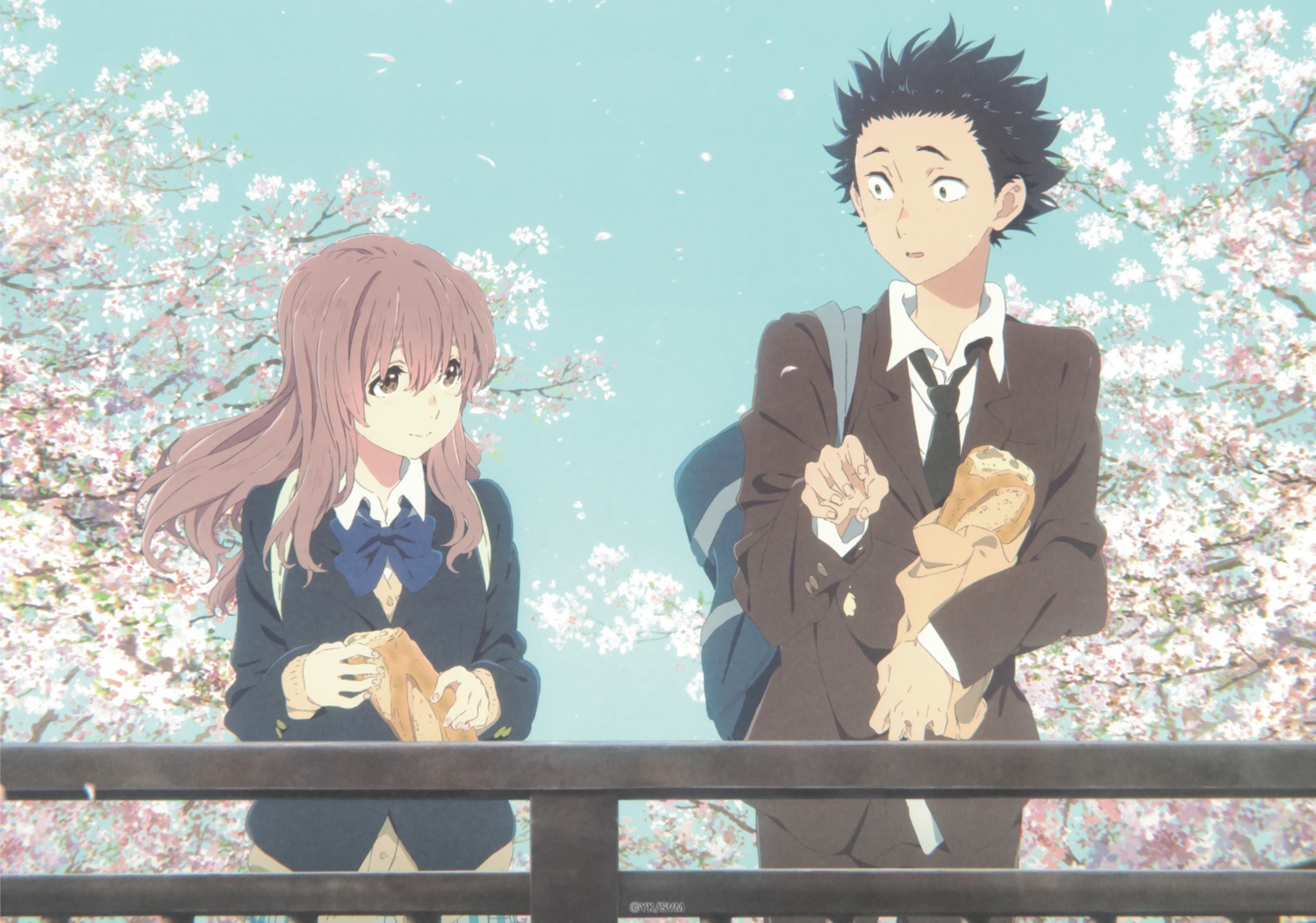 ishida_shouya, koe_no_katachi, nishimiya_shouko, nishiya_futoshi, seifuku, sweater