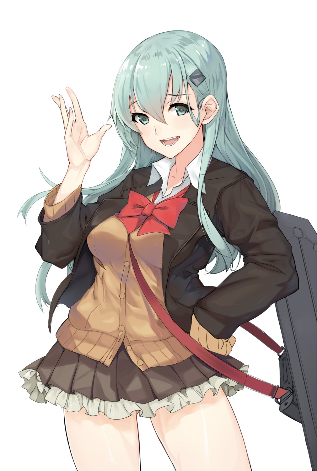 ganida_boushoku, kantai_collection, seifuku, suzuya_(kancolle), sweater