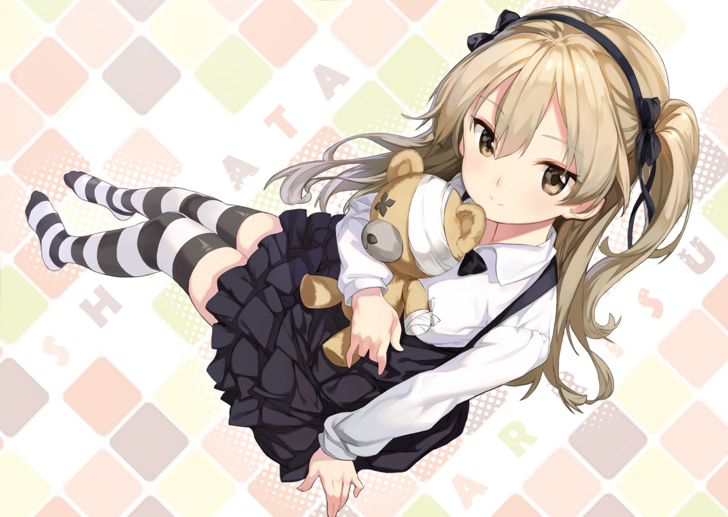 bandages, dress, girls_und_panzer, gothic_lolita, lolita_fashion, oneko, shimada_arisu, thighhighs