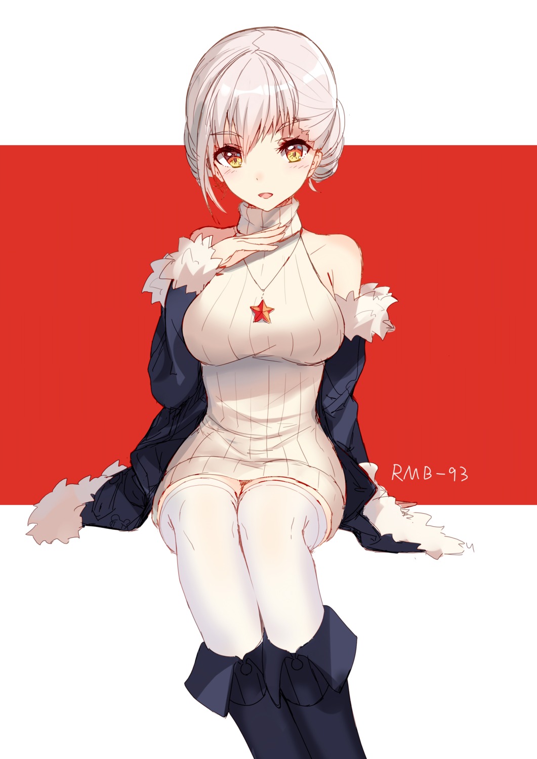 bison_cangshu, dress, girls_frontline, rmb-93_(girls_frontline), thighhighs