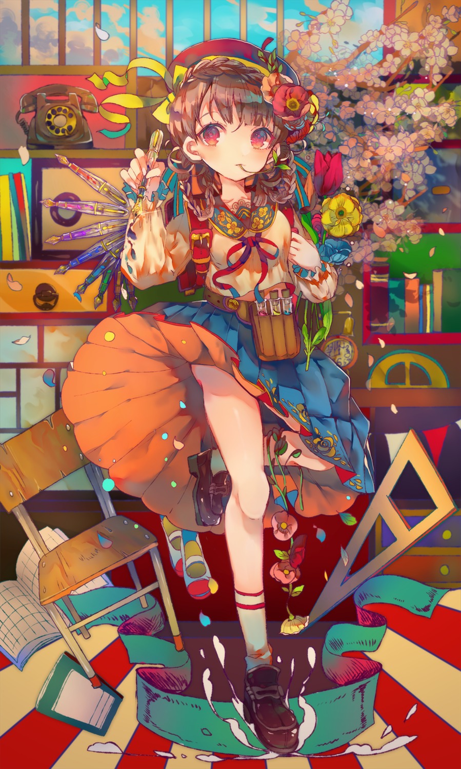 cha_goma, heels, seifuku, skirt_lift