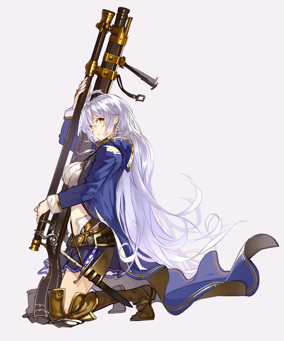 granblue_fantasy, gun, senmu_(senmudayo), silva_(granblue_fantasy), thighhighs, weapon