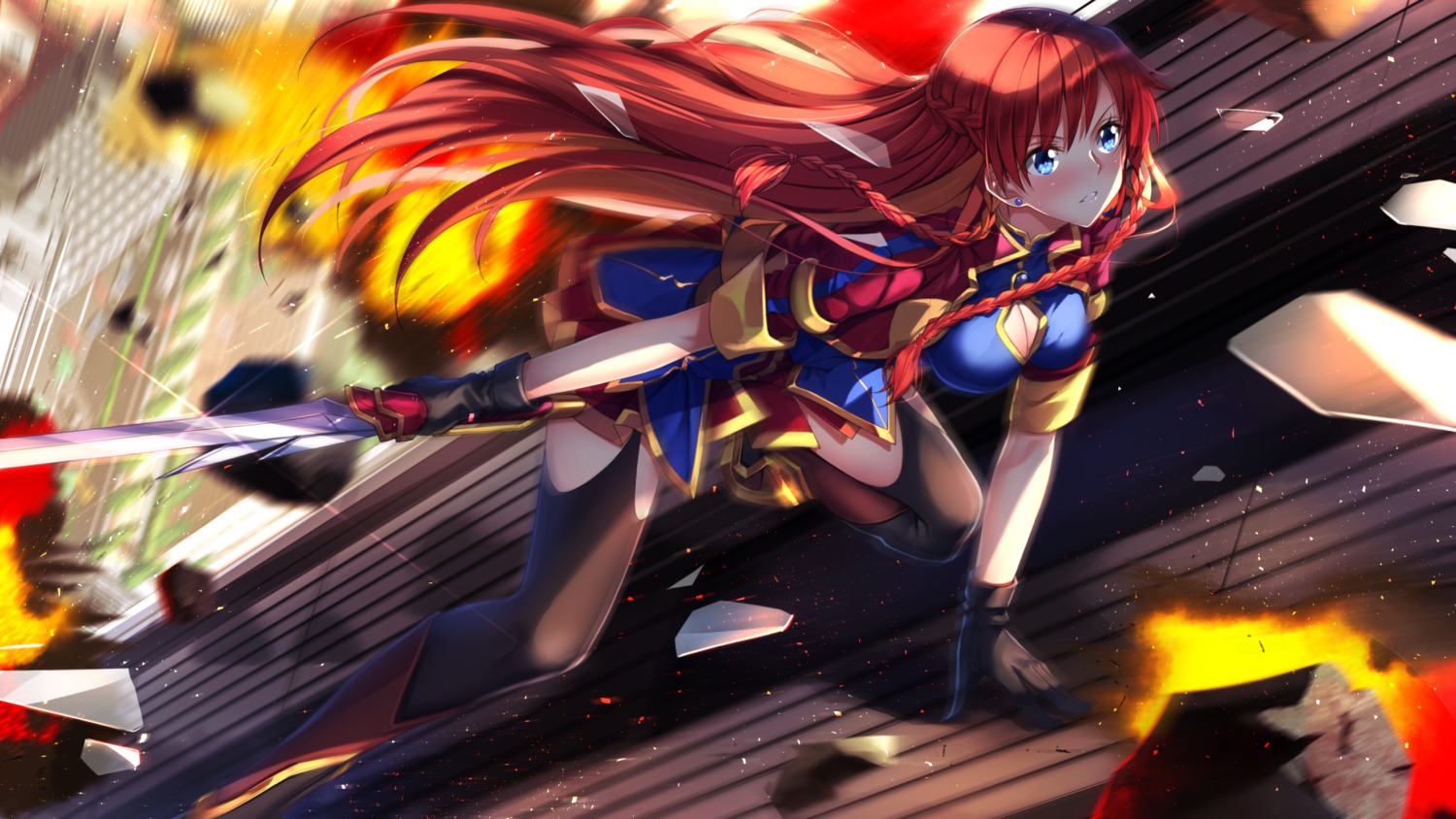 cleavage, re:creators, selestia_yupitiria, stockings, sword, swordsouls, thighhighs, wallpaper