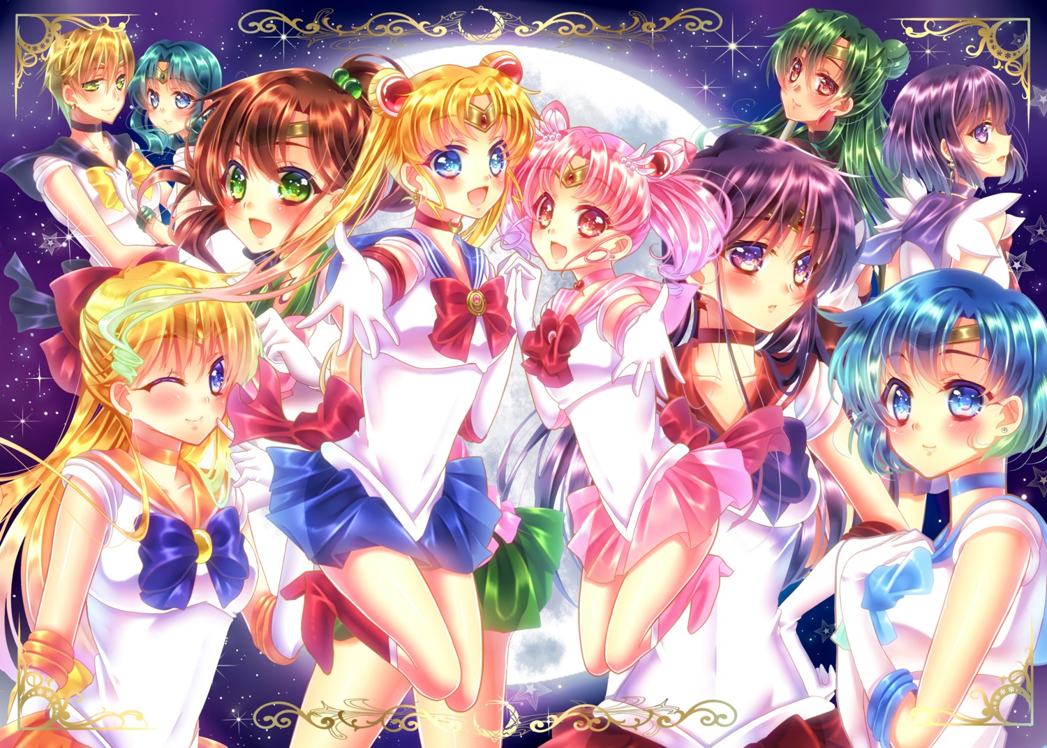 aino_minako, bishoujo_senshi_sailor_moon, breast_hold, chibiusa, heels, hino_rei, kaiou_michiru, kino_makoto