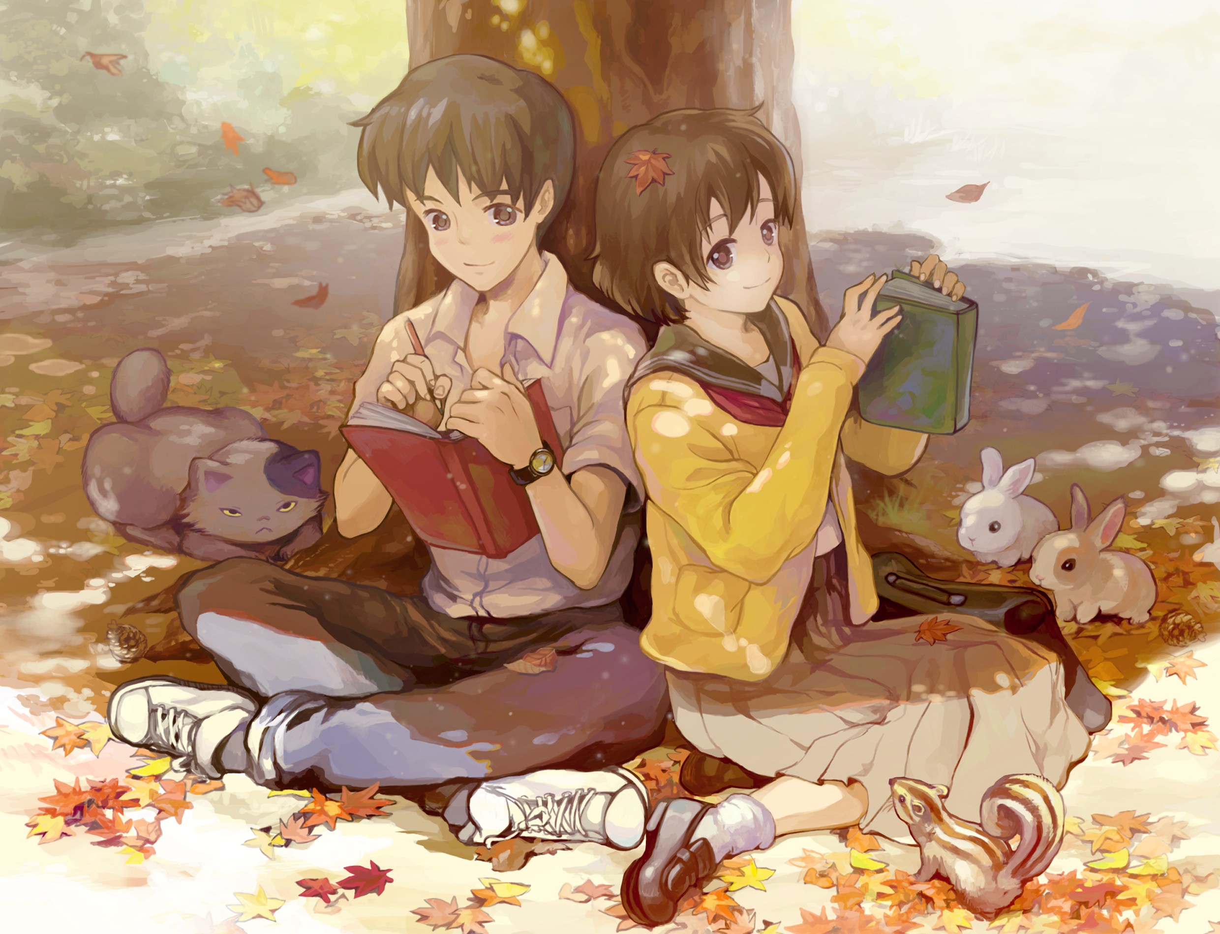 amasawa_seiji, mimi_wo_sumaseba_(ghibli), moon, neko, saya_(mychristian2), seifuku, tsukishima_shizuku