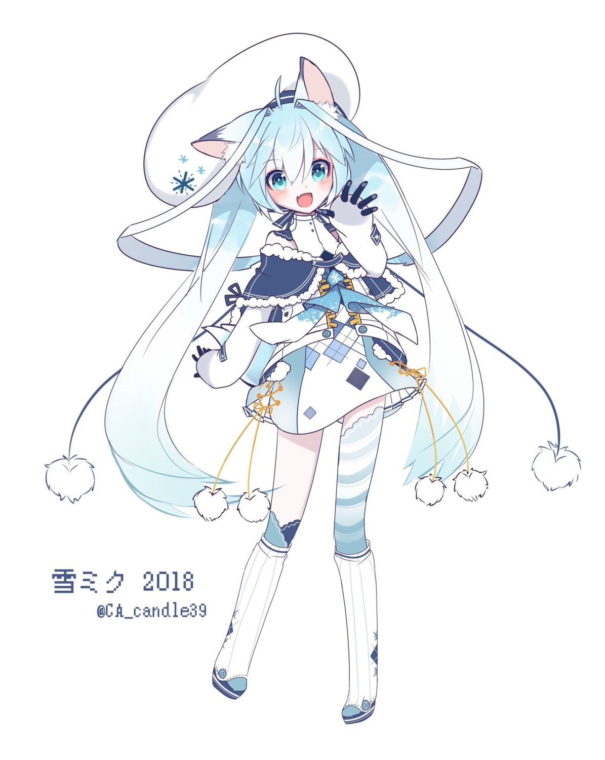 animal_ears, chuuko_anpu, hatsune_miku, thighhighs, vocaloid, yuki_miku