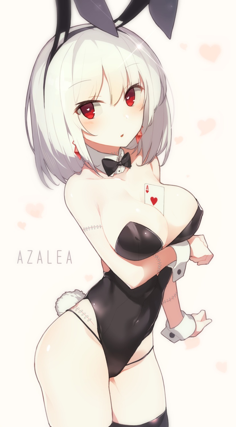 animal_ears, breast_hold, bunny_ears, bunny_girl, cleavage, erect_nipples, hitoshi_(pixiv3340857), tail