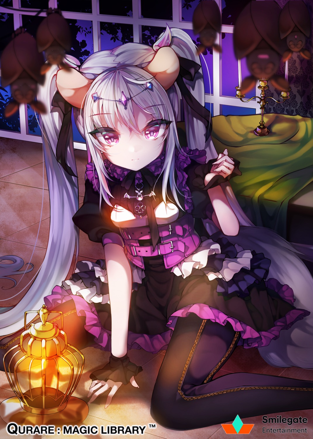 animal_ears, dress, kanola_u, pantyhose, qurare:_magic_library
