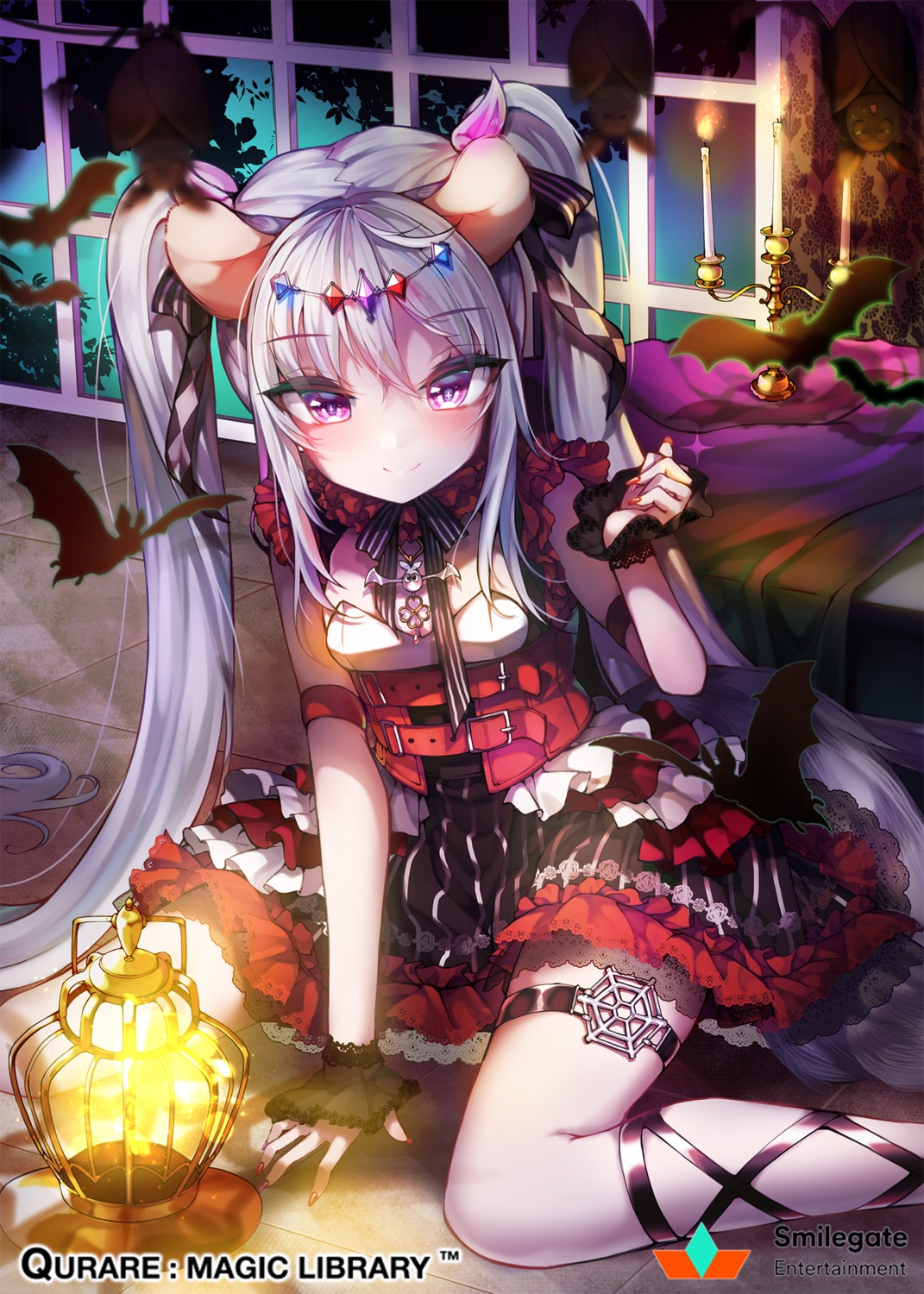 animal_ears, dress, garter, kanola_u, qurare:_magic_library, see_through