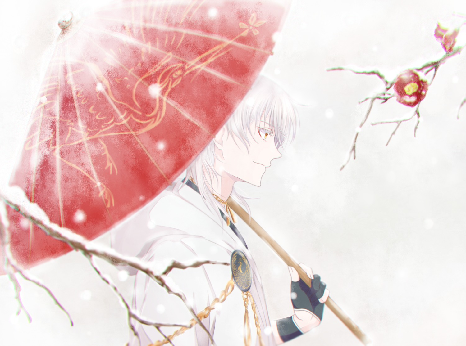 coro96, male, touken_ranbu, tsurumaru_kuninaga, umbrella