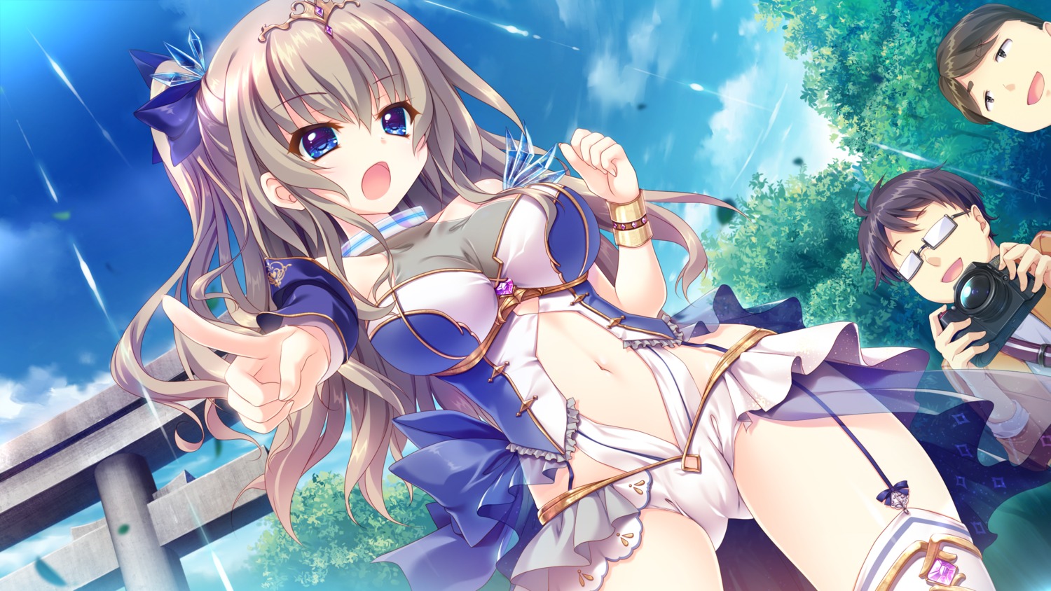 9-nine-, 9-nine-_kokonotsu_kokonoka_kokonoiro, game_cg, izumi_tsubasu, kujou_miyako, megane, palette, see_through, stockings, thighhighs