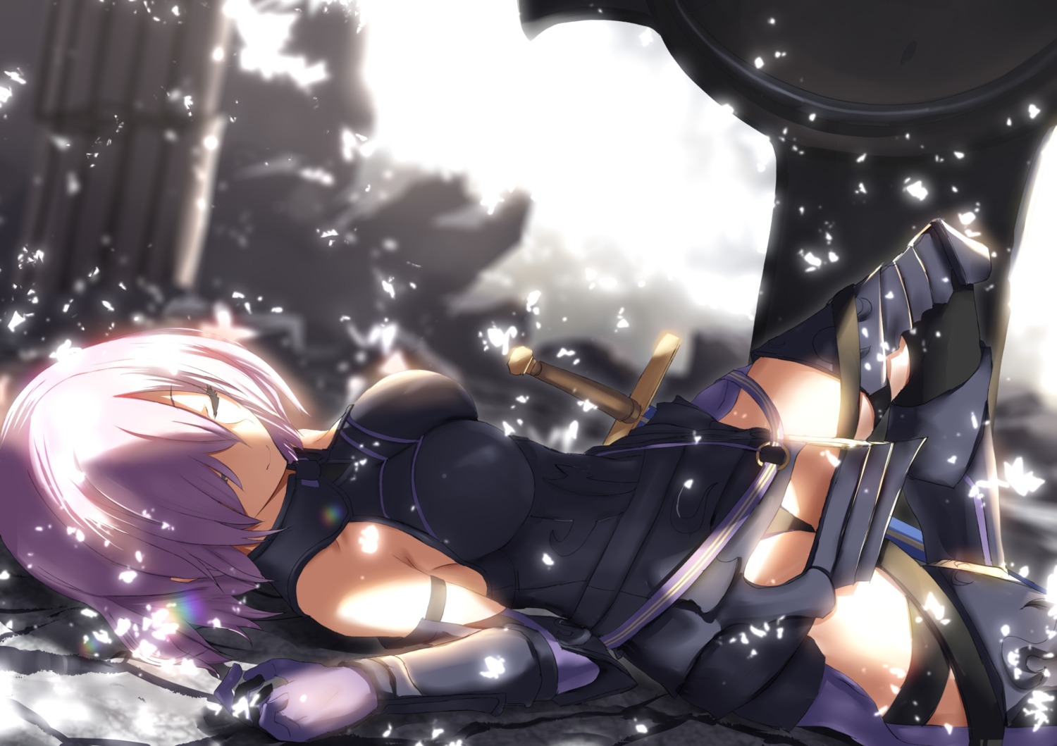 armor, fate/grand_order, mash_kyrielight, sword, thighhighs, tsuuhan