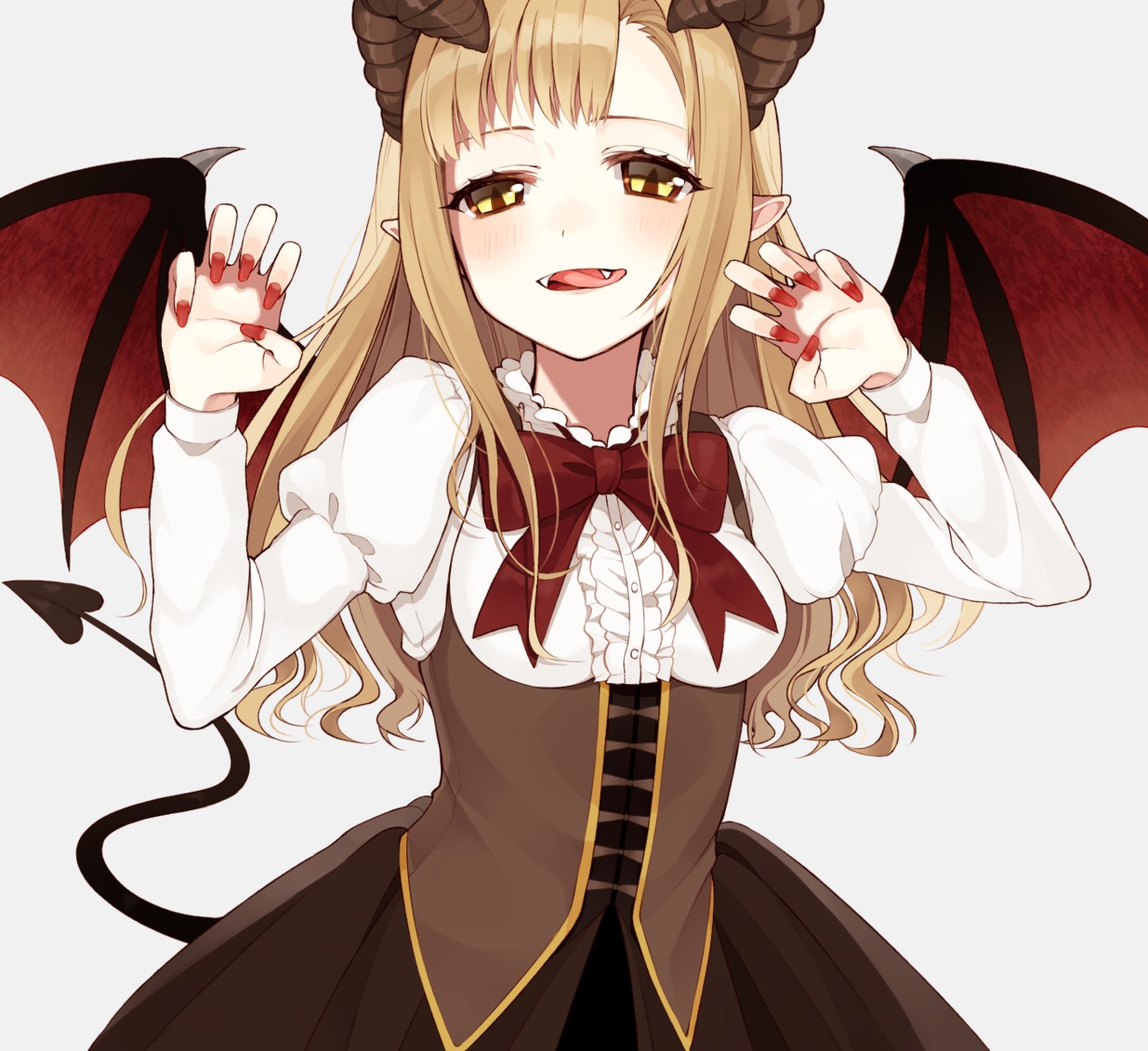 chisumi, horns, pointy_ears, tail, wings