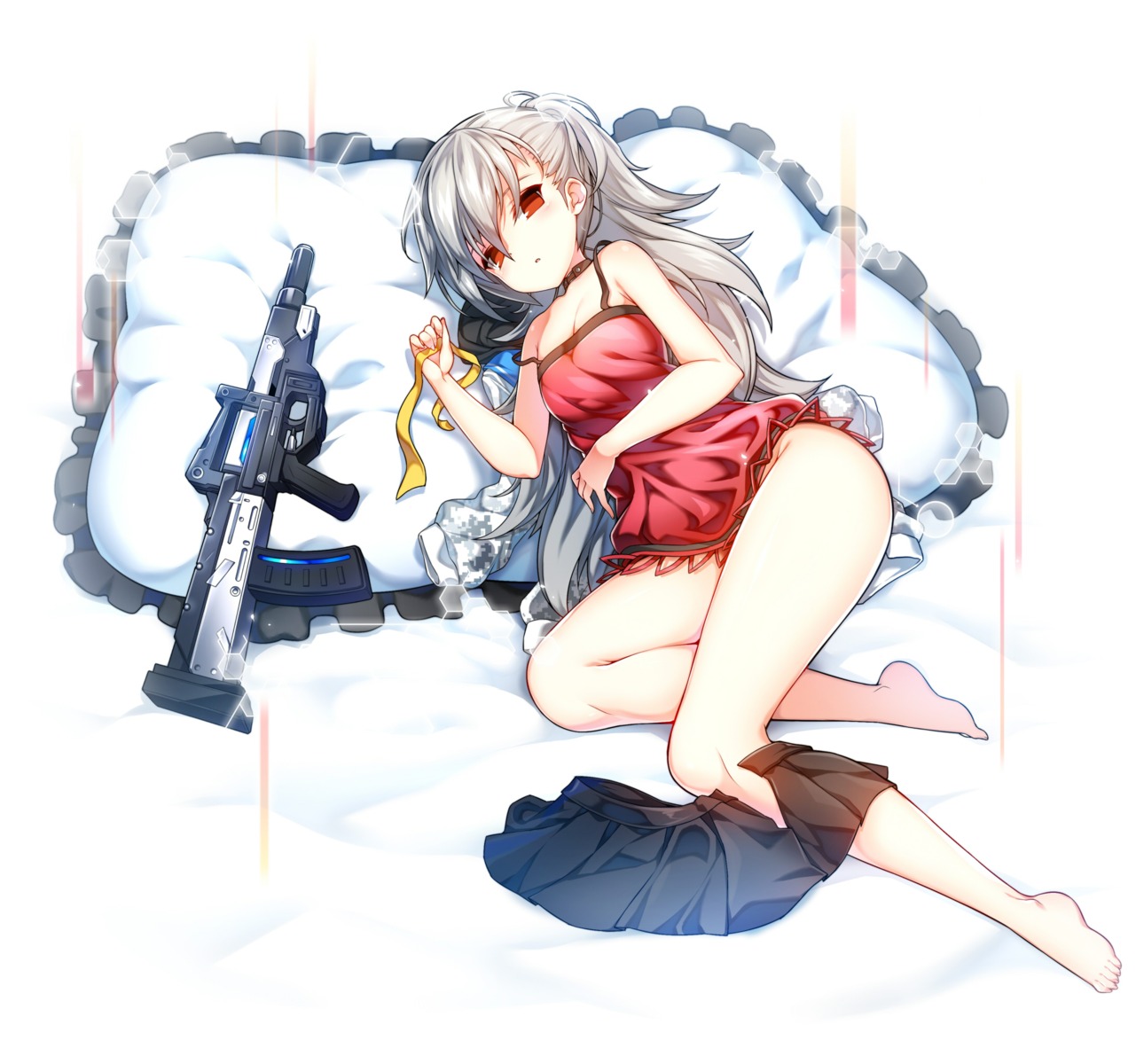 cleavage, closers, gun, lingerie, nopan, poseich, tina_(closers)