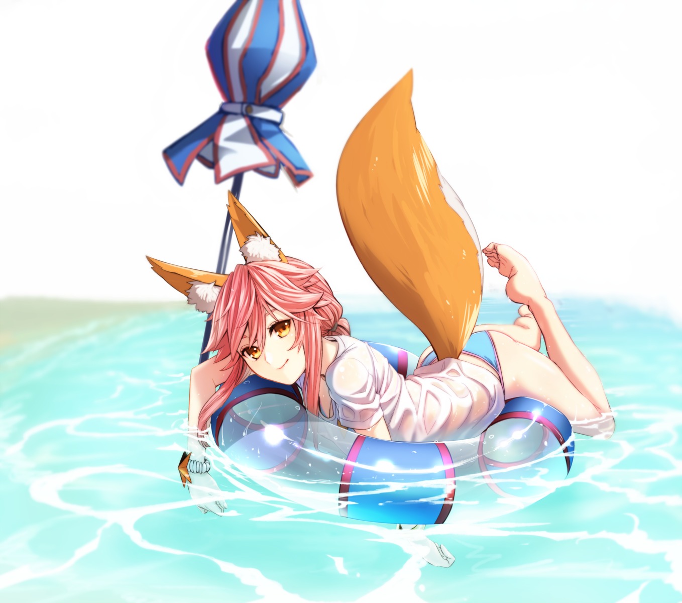animal_ears, fate/extra, fate/grand_order, fate/stay_night, kiryuutyki, kitsune, see_through, tail