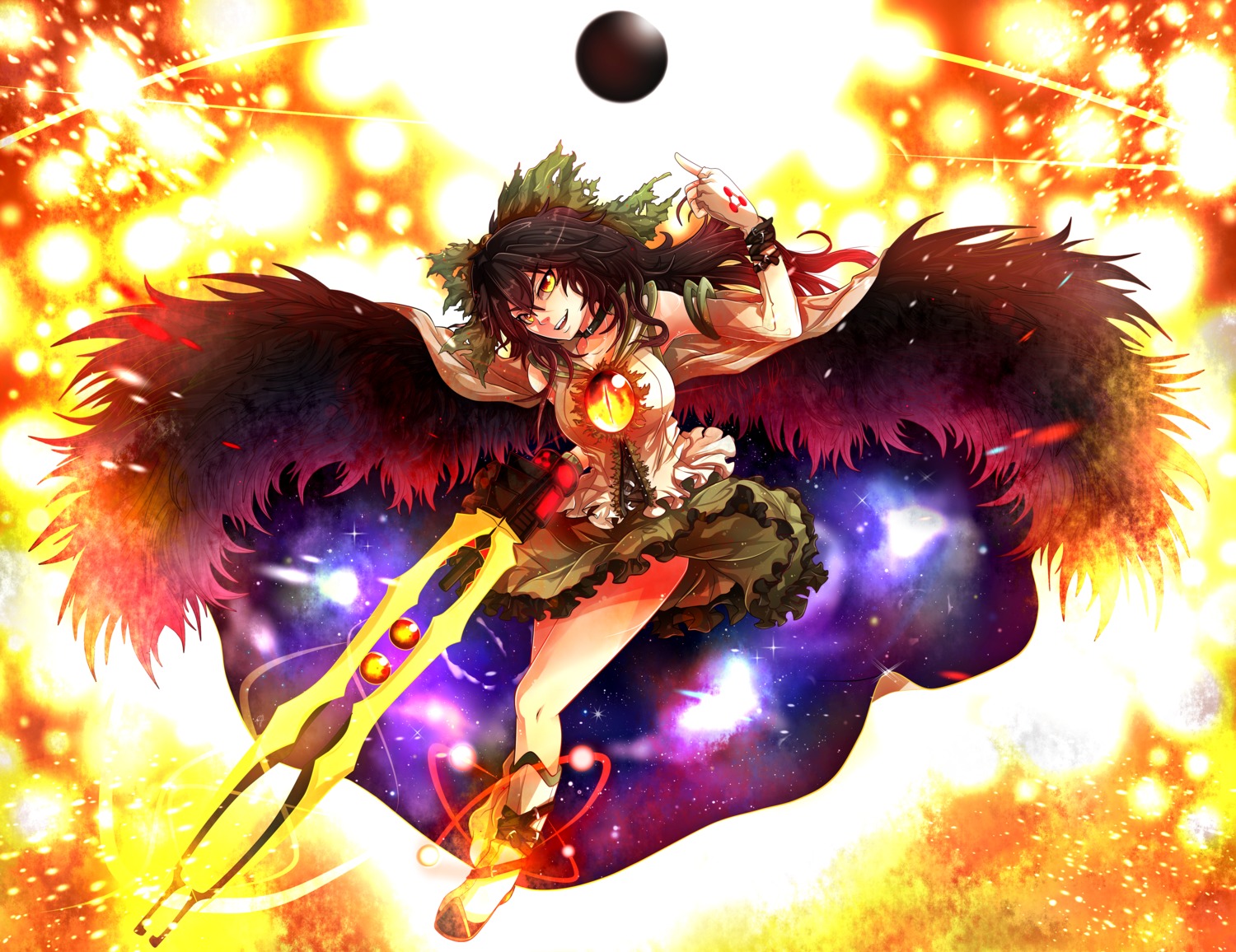 invidiata, reiuji_utsuho, touhou, weapon, wings
