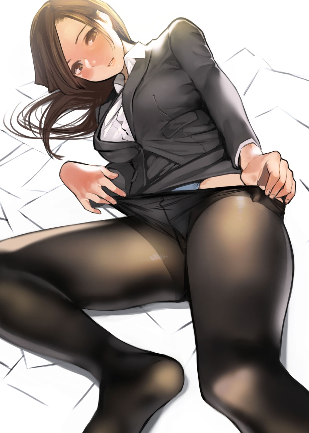 business_suit, feet, miru_tights, okuzumi_yuiko, pantsu, pantyhose, yom
