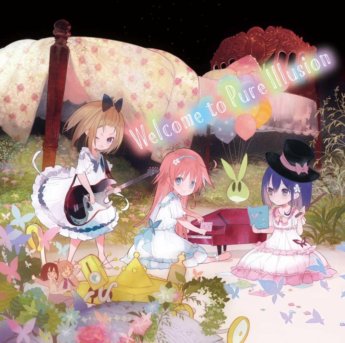 dress, flip_flappers, guitar, kokomine_cocona, papika, tanu, yayaka