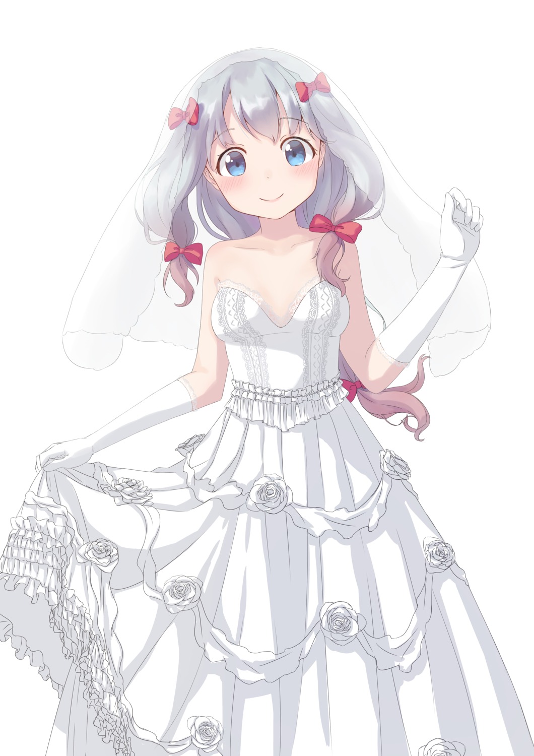dress, eromanga-sensei, izumi_sagiri, maka_neko, skirt_lift, wedding_dress