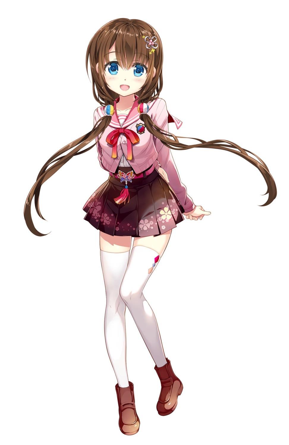 fujima_takuya, ikaho_hana, onsen_musume, seifuku, sweater, thighhighs