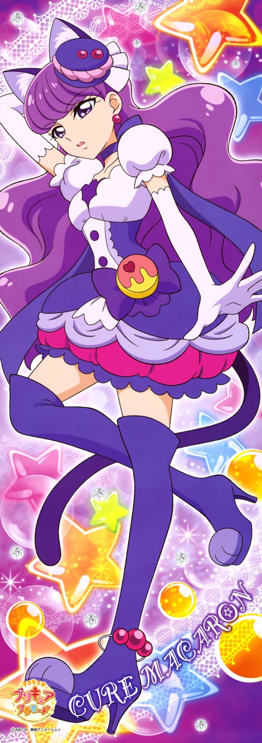 animal_ears, heels, kirakira_precure_a_la_mode, kotozume_yukari, nekomimi, precure, stick_poster, tail