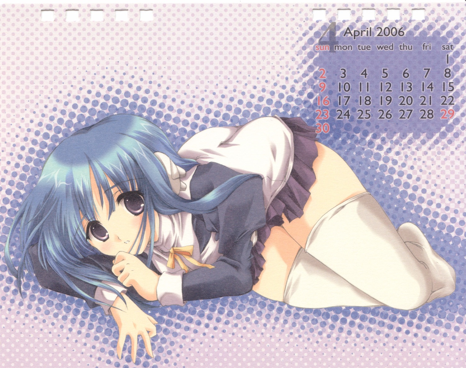 aizawa_hiroshi, calendar, high_risk_revolution, ilfa, maid, mecha_musume, paper_texture, seifuku, thighhighs, to_heart_(series), to_heart_2