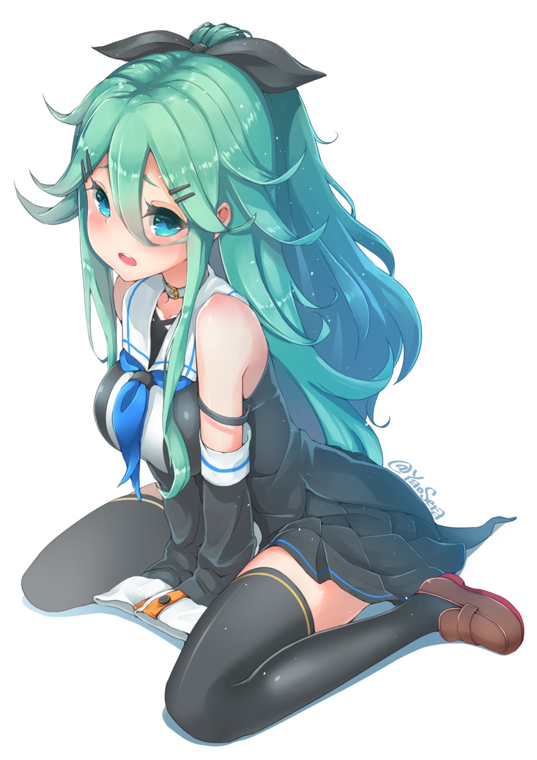 kantai_collection, seifuku, thighhighs, yamakaze_(kancolle), yaosera