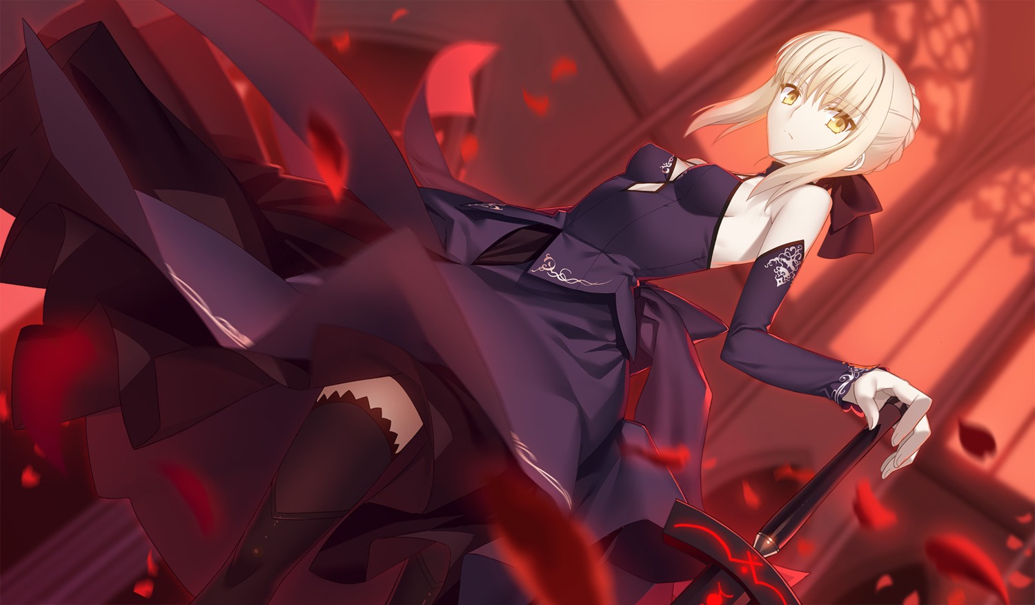artoria_pendragon_(fate), artoria_pendragon_alter_(fate), dress, fate/grand_order, fate/stay_night, sword, thighhighs, yangsion
