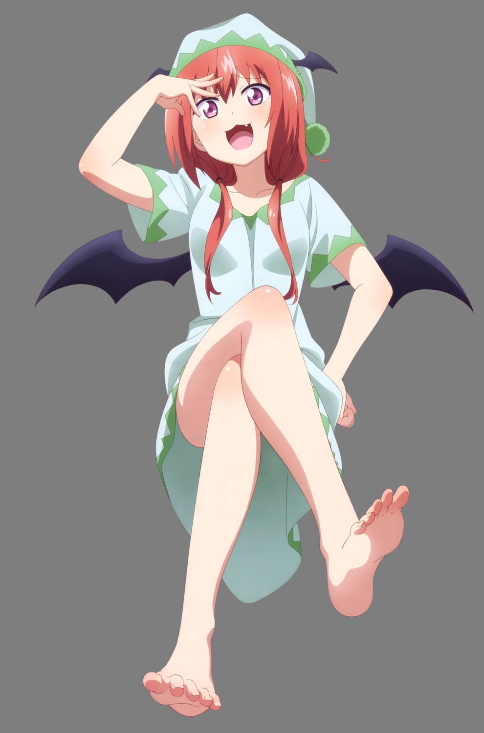 feet, gabriel_dropout, kurumizawa_satanichia_mcdowell, pajama, transparent_png, watanabe_mai, wings