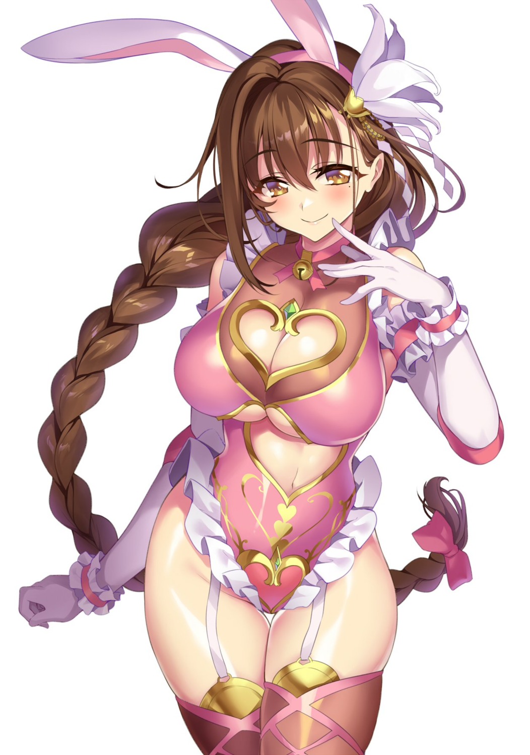animal_ears, bunny_ears, bunny_girl, cleavage, kanpani_girls, senri_gan, shirayuri_sakura, stockings, thighhighs