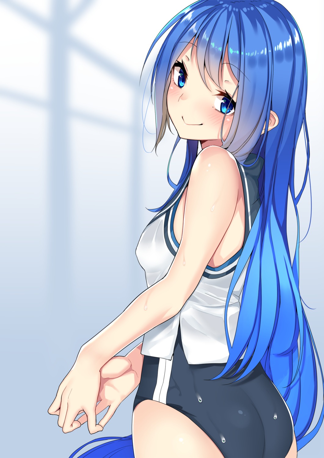 ass, kantai_collection, nebusoku, samidare_(kancolle), school_swimsuit, seifuku, swimsuits