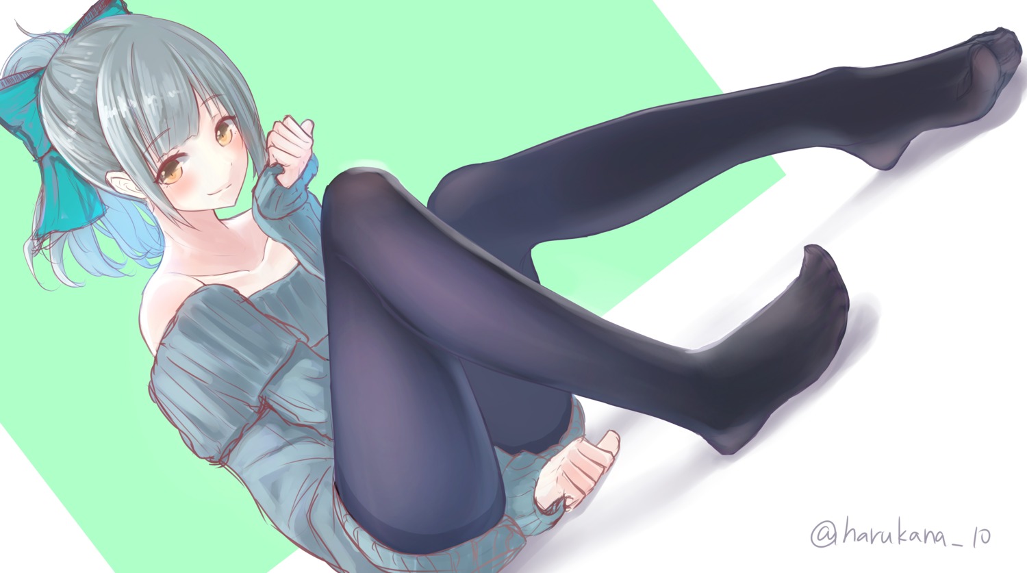 feet, harukana_(harukana_10), kantai_collection, pantyhose, sweater, yuubari_(kancolle)