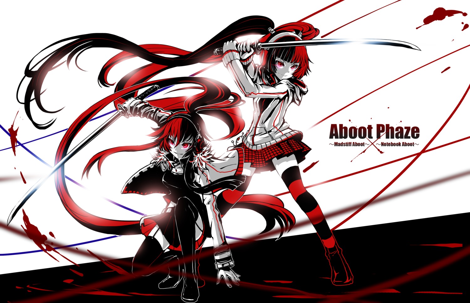 headphones, sana, stockings, sword, thighhighs