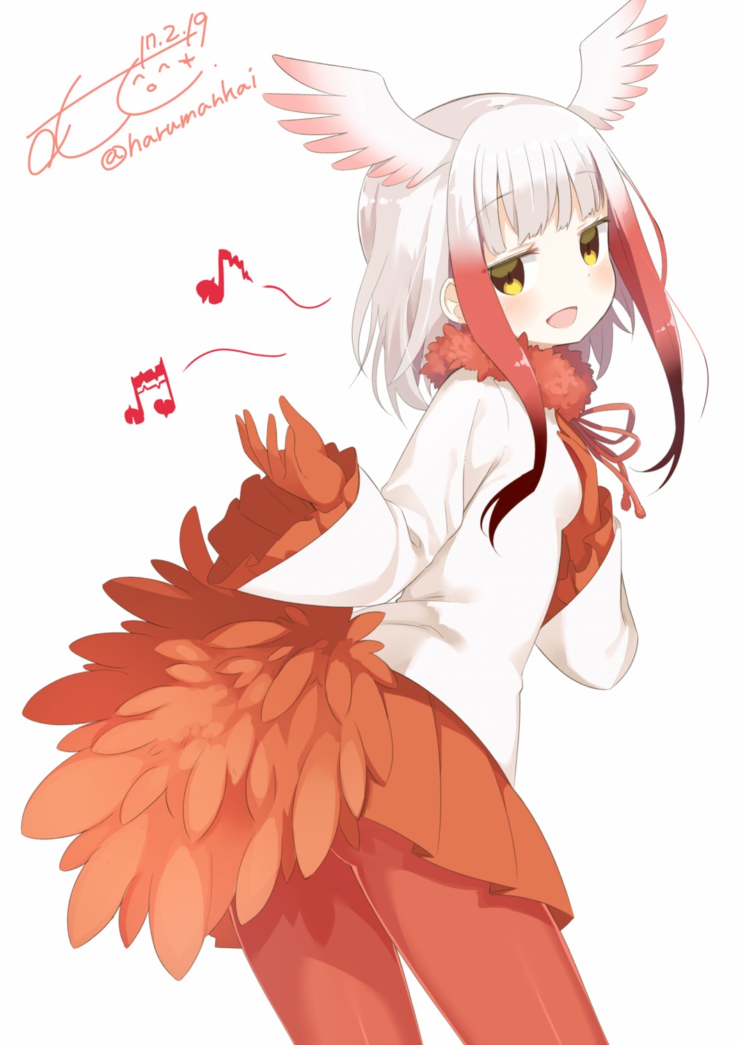 crested_ibis, kemono_friends, muku_(muku-coffee), pantyhose, tail, wings