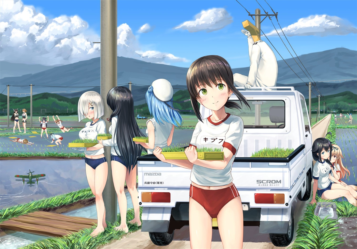 admiral_(kancolle), akatsuki_(kancolle), asakaze_(kancolle), buruma, fubuki_(kancolle), gym_uniform, hamakaze_(kancolle), harukaze_(kancolle)