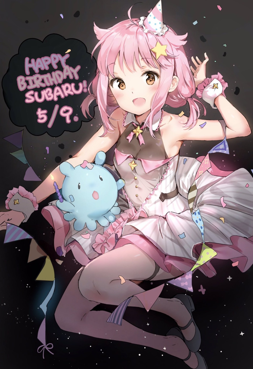 anmi, dress, garter, houkago_no_pleiades, subaru_(houkago_no_pleiades)