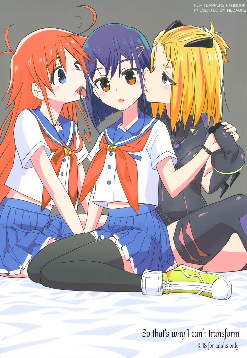 ayane_(artist), flip_flappers, kokomine_cocona, nedaore, papika, seifuku, thighhighs, yayaka