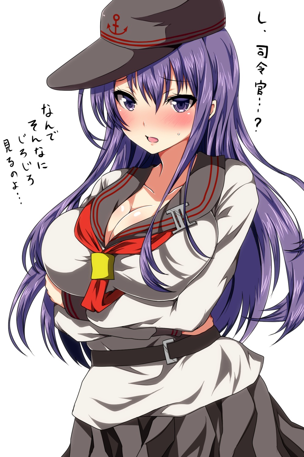 akatsuki_(kancolle), ar_mess, breast_hold, cleavage, kantai_collection, seifuku