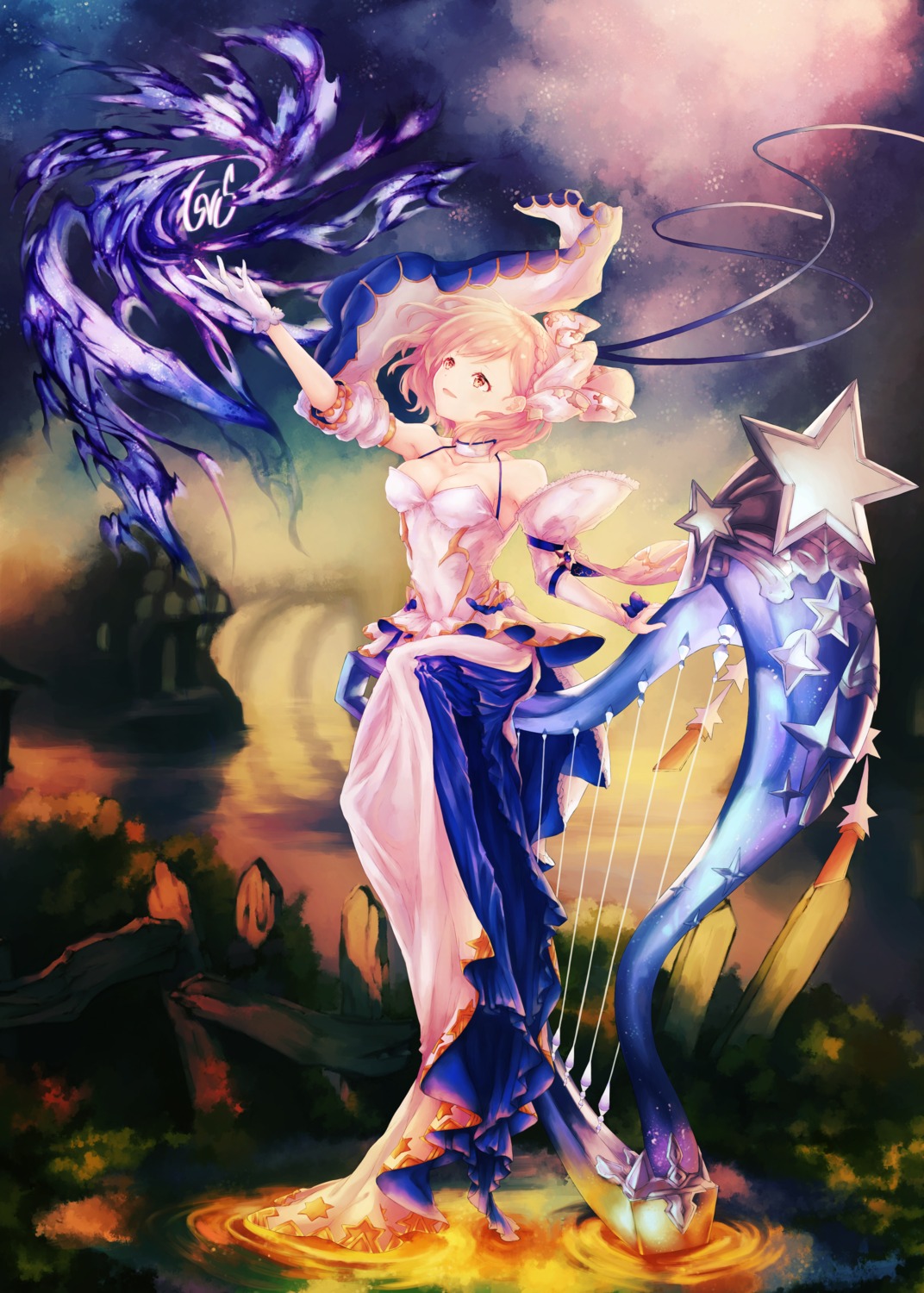 cleavage, djeeta_(granblue_fantasy), dress, elysian_(granblue_fantasy), granblue_fantasy, wakaba9704